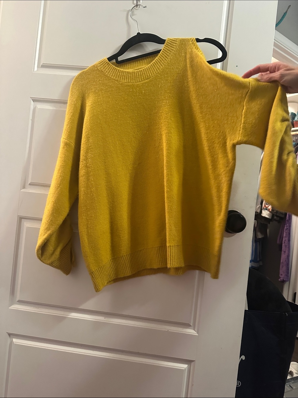 Main Strip Off-the-Shoulder Sweater in Mustard